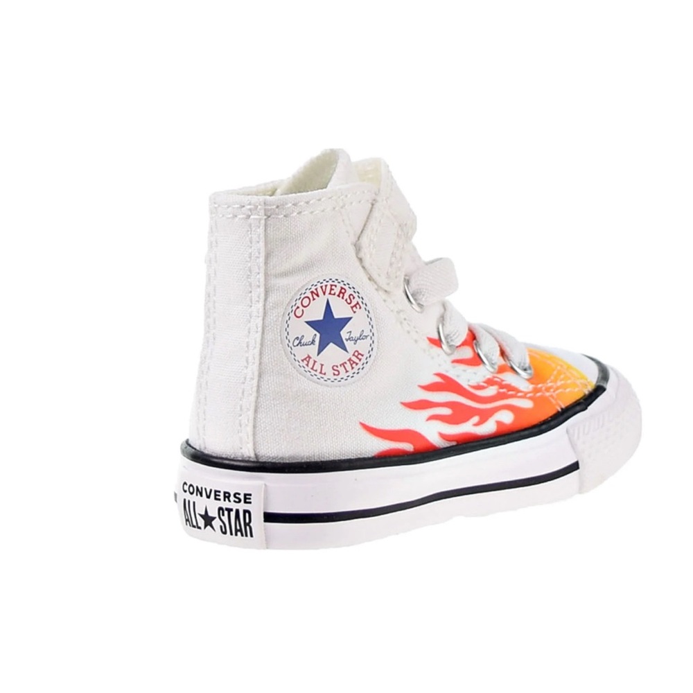 Converse Kids' High-Top Sneakers - White and Orange Flames